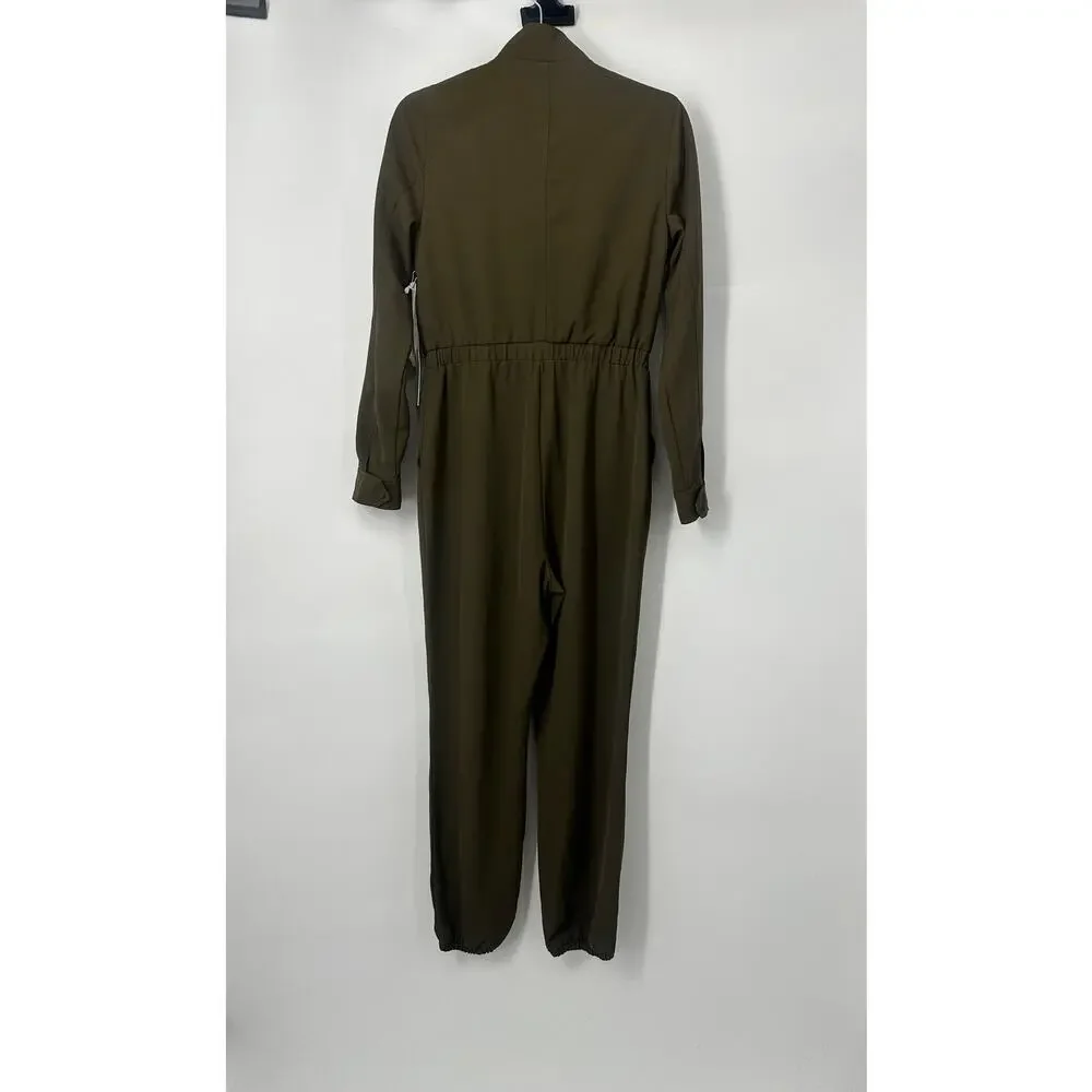 NWT Anthropologie Harlyn jumpsuit size XS army green military flight suit - Picture 3 of 15